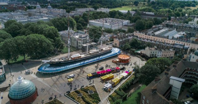 Ariel view of the Cutty Sark in Greenwich