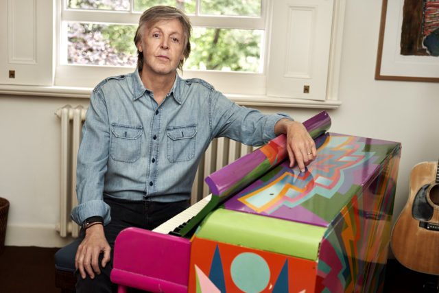Paul at home with his original Magic Piano Mary McCartney