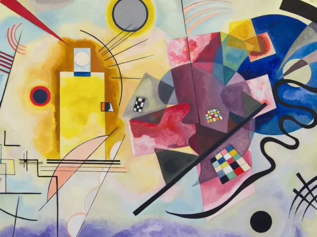 Wassily Kandinsky's Yellow, Red, Blue, 1925, Musée National d'Art Moderne, Centre Pompidou, Paris, France.