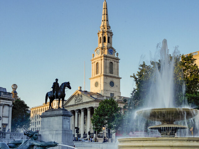 The St Martin-in-the-Fields church overlooks Trafalgar Square