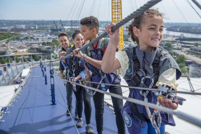 children climbing over the O2